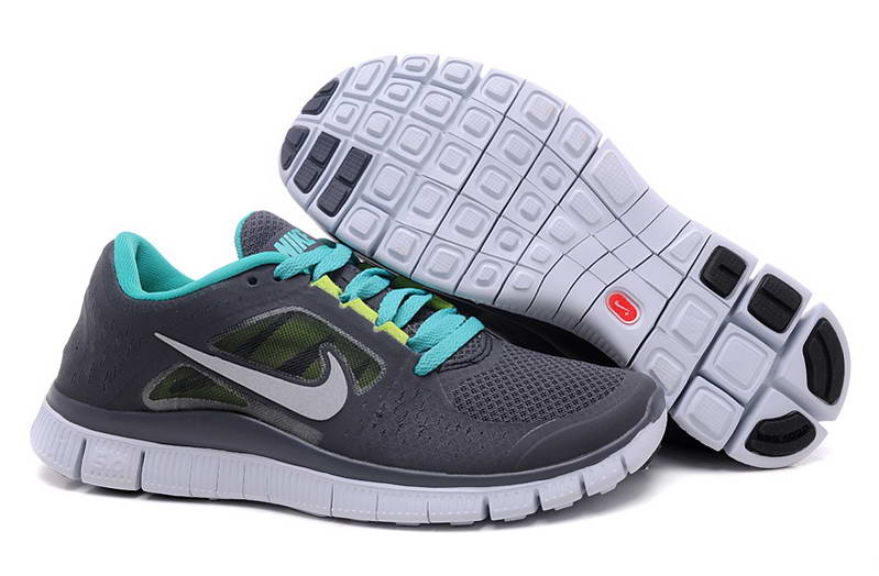 Nike Free Run Womens Shoes 5.0 Breathable Black Silver Blue